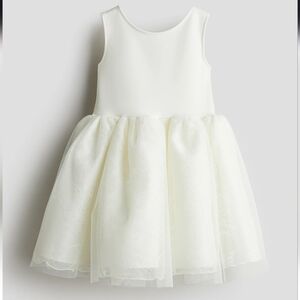 H&M Ivory Girls Dress Jersey with Floral Tulle Voluminous Skirt Wedding Formal
